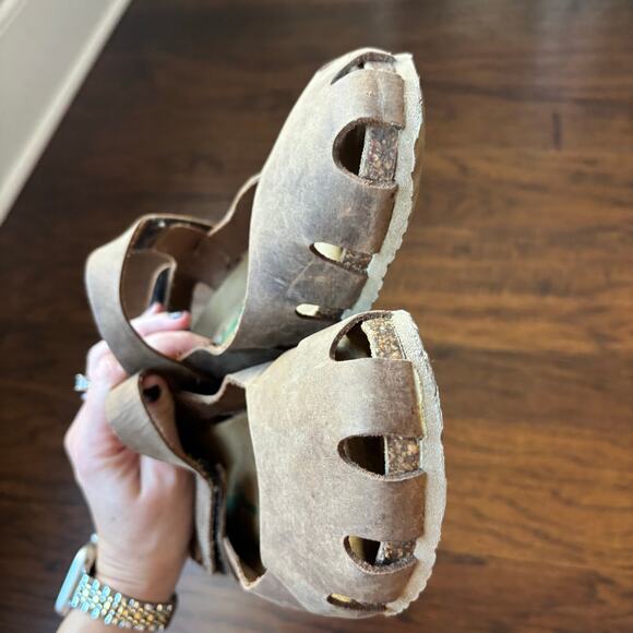 BioNatura Easy Brown Genuine Leather Vented Side Mary Jane Slingback Sandals 9 - Picture 4 of 9